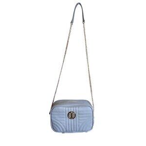 Blue Quilted Crossbody Bag Gold Chain Square Shoulder Bag Stylish Small